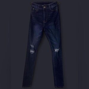Dark Blue Distressed Skinny Jeans
